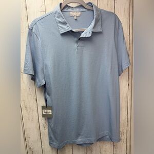 Hickey Freeman Sky Blue Polo Shirt size medium, Prima cotton fabric